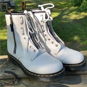 Dr. Martens 1460 Double Zip Leather Lace Up Boots White Size 39